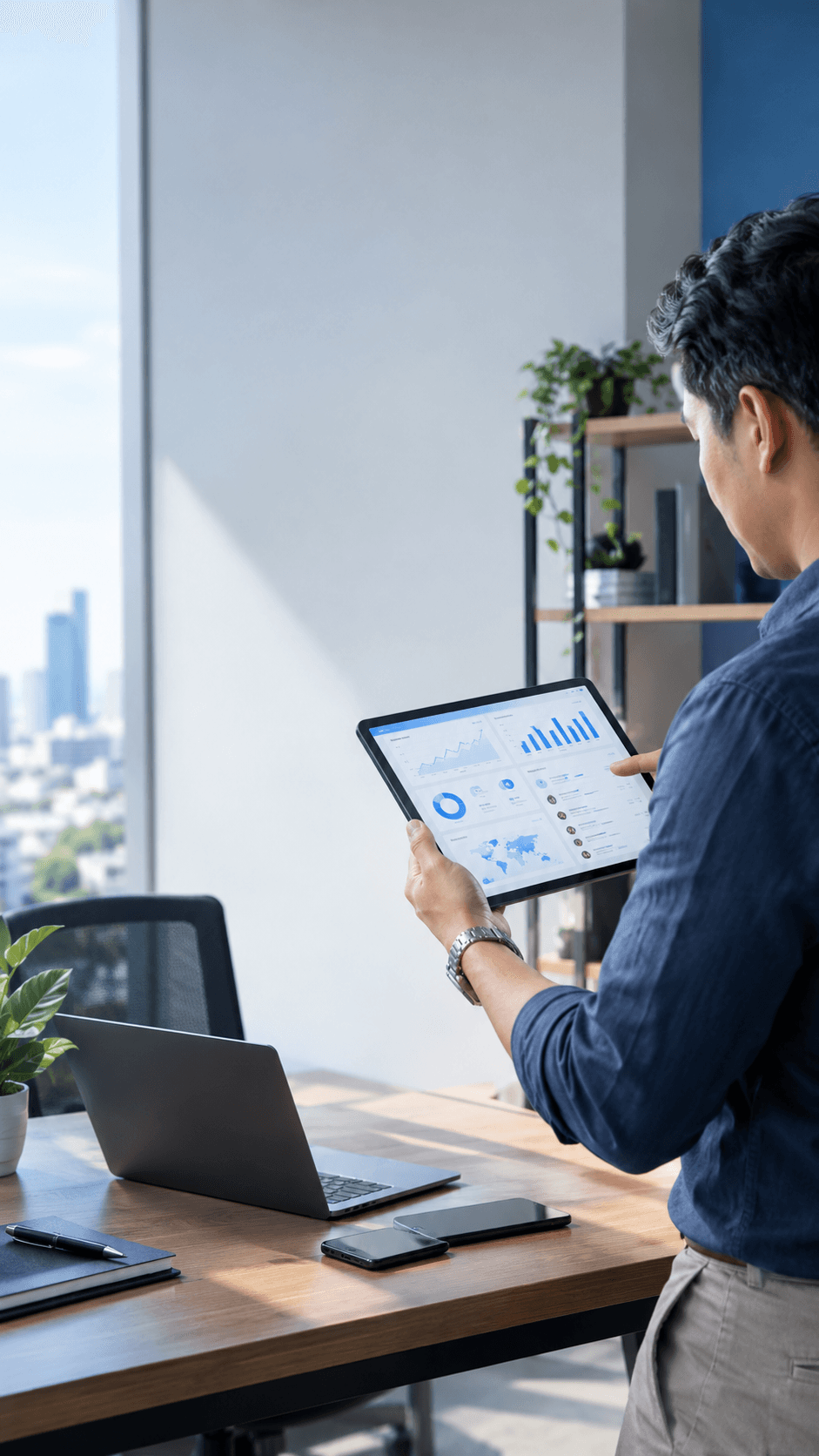 Business owner reviewing a dashboard